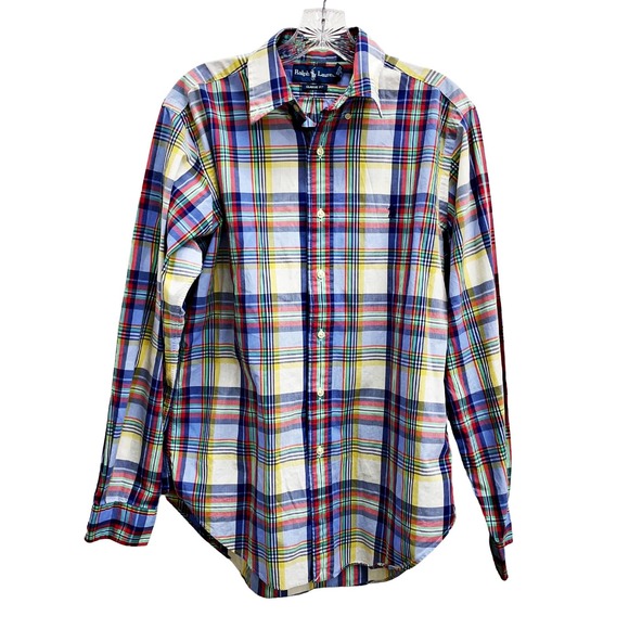 Ralph Lauren Madras Plaid Shirts Lot of (3) Medium Long Sleeve Button Up *READ* - Picture 2 of 10